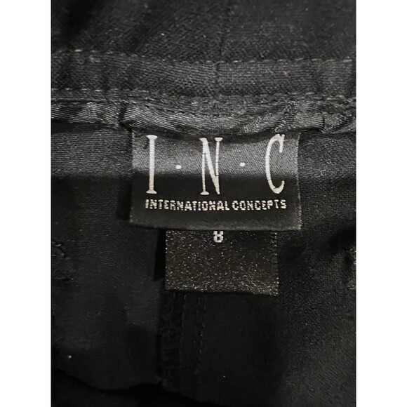 INC Women’s Stretch Black Short Skirt with Buttoned Back Flap Pockets Size 8 - Picture 3 of 5